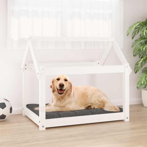 Cama para perros madera maciza de pino 81x60x70 cm