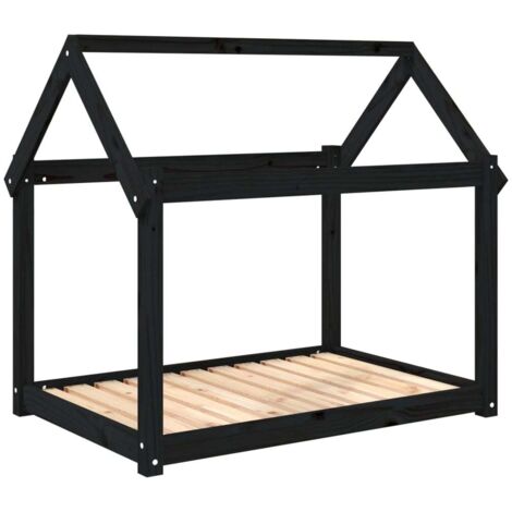 Cama para perros madera maciza de pino negro 101x70x90 cm vidaXL