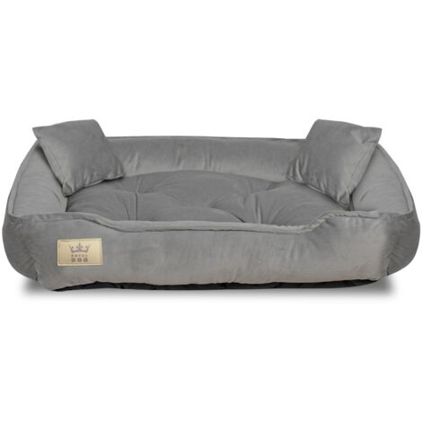 Cama para perros, parque infantil, 75x65 cm, terciopelo gris