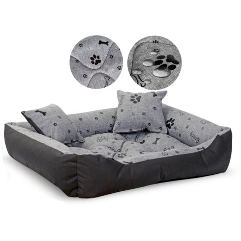 Cama para perros, parque infantil, 75x65cm, impermeable, huesos negros