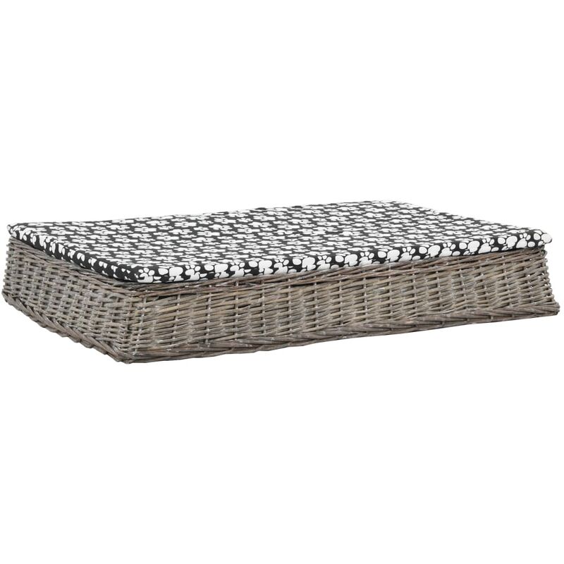

vidaXL Cama para perros y cojín plana sauce natural gris 110x75x15 cm - Gris