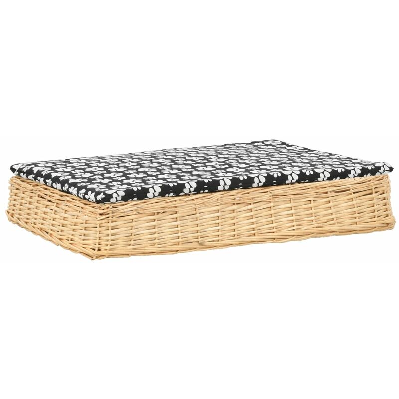 

vidaXL Cama para perros y cojín sauce natural diseño plano 95x65x15 cm - Marrón