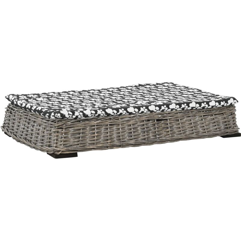 

vidaXL Cama para perros y cojín plana sauce natural gris 95x65x15 cm - Gris