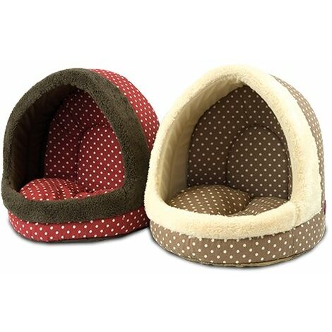 Cama para perros y gatos en forma de Cueva lunares Color Rojo