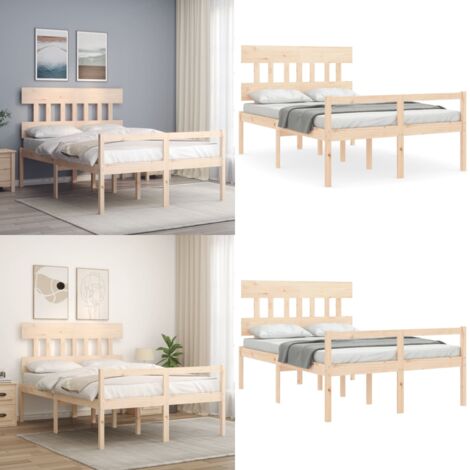 Cama para personas mayores con cabecero madera maciza 140x190cm - Cama con cabecero de madera - Cama de pino