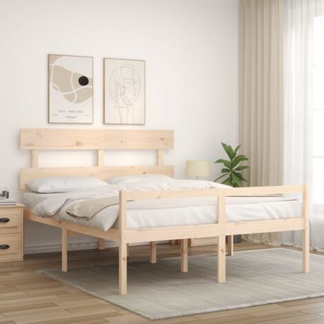 Cama para personas mayores con cabecero madera maciza 160x200cm vidaXL