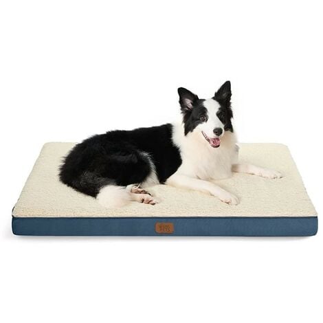 GNCPETS Cama Perro Ortopédica Azul y Blanco - Colchón Lavable con espuma 51x76x7.6 cm Cama ortopédica para perros con espuma de caja de huevo para aliviar la presión en las articulaciones. Lavable y