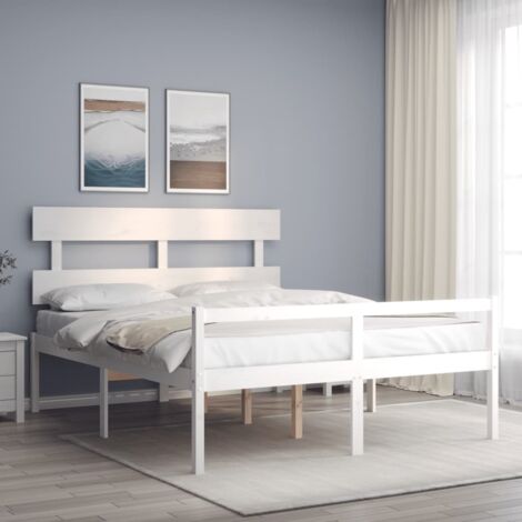 Cama personas mayores cabecero madera maciza  160x200 cm