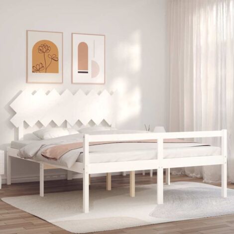Cama personas mayores cabecero madera maciza  160x200 cm