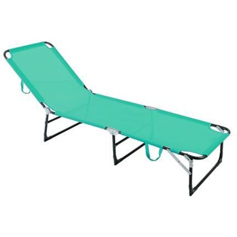 Cama plegable  en acero gris y texaline turquesa