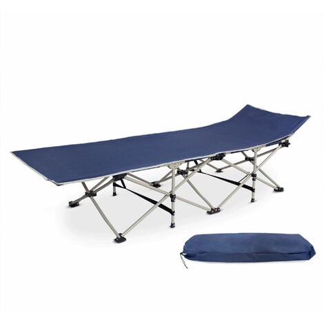 Cama Plegable para Playa, Cama de Camping, 190 x 67 x 35 cm, Azul Marino, Material: Poliéster 600D, Tubos de Acero - Azul marino