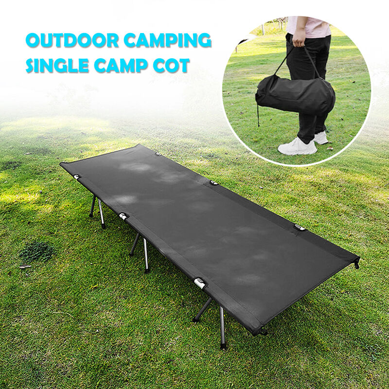 

Cama plegable portatil al aire libre Cuna de camping para una sola persona 264LB con peso para picnic, Negro