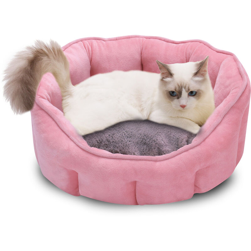 

Cama redonda para gatos Cama para mascotas Cama pequena lavable para perros de 18 pulgadas para cachorros y gatitos con fondo antideslizante,Rosado