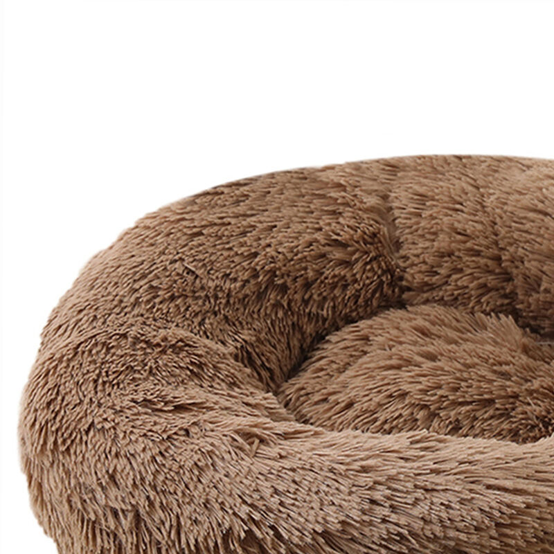 

Cama redonda para mascotas de felpa suave Cama suave para gatos Cama para gatos para gatos Perros pequenos,50cm de diametro marron claro