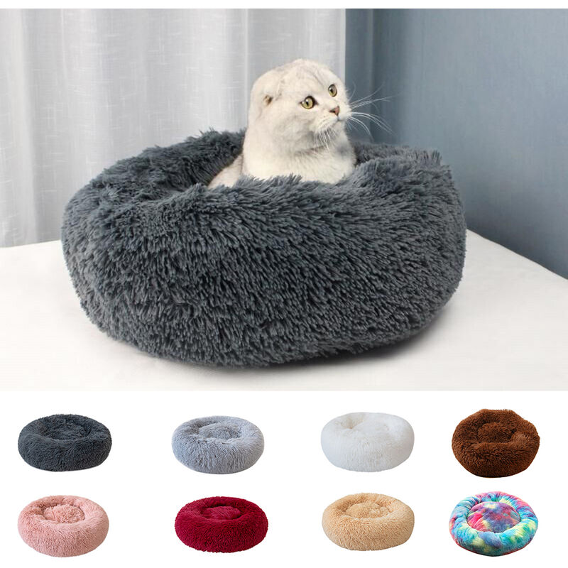 

Cama redonda para mascotas de felpa suave Cama suave para gatos Cama para gatos para gatos Perros pequenos,40cm de diametro marron oscuro