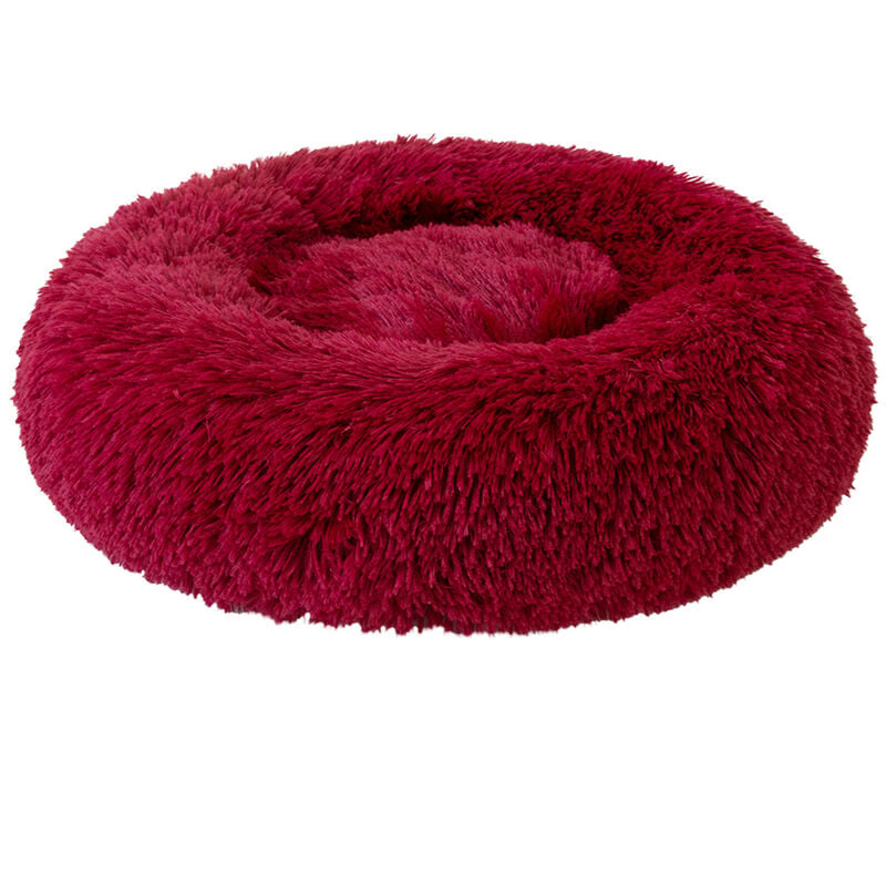 

Decdeal - Cama redonda para mascotas de felpa suave Cama suave para gatos Cama para gatos para gatos Perros pequenos,rojo- diametro 50cm