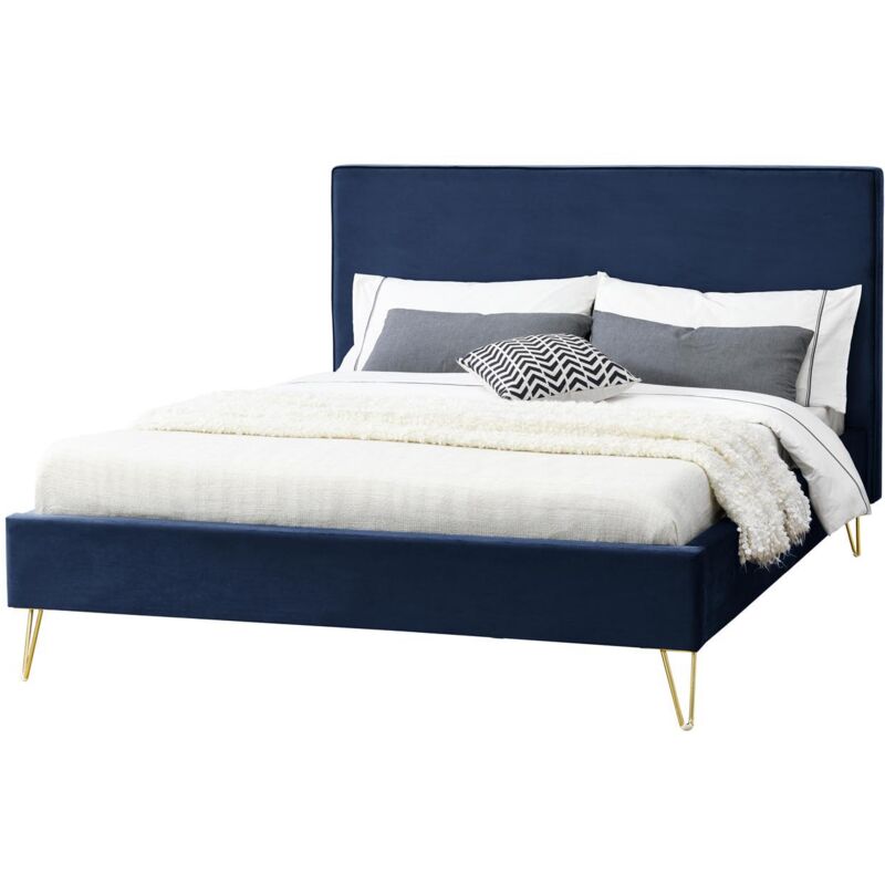 

Riverside: Cama de Terciopelo azul y latón de 160