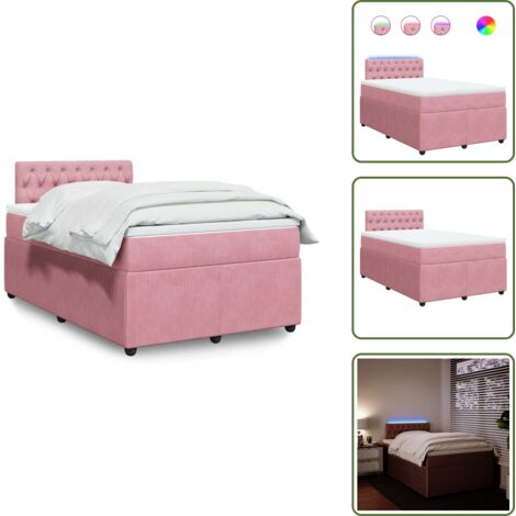Cama rosa - vidaXL Cama box spring con colchón terciopelo rosa 120x200 cm - Cama con funda extraíble