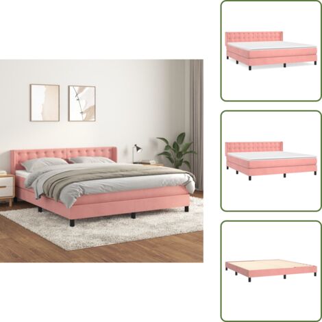 Cama rosa - vidaXL Cama box spring con colchón terciopelo rosa 160x200 cm - Cama con cabecero ajustable