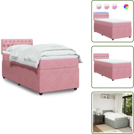 Cama rosa - vidaXL Cama box spring con colchón terciopelo rosa 80x200 cm - Colchón terciopelo
