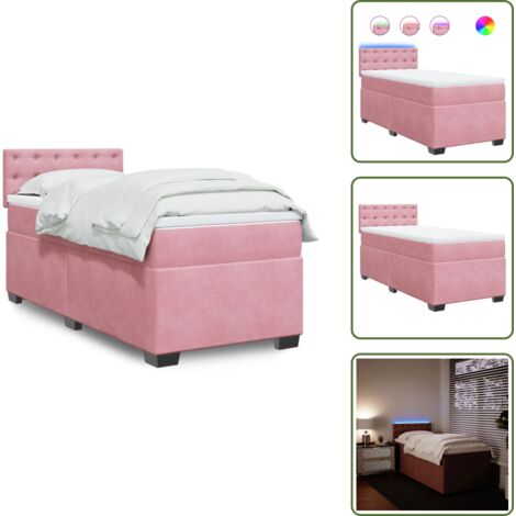 Cama rosa - vidaXL Cama box spring con colchón terciopelo rosa 90x190 cm - Colchón ensacado