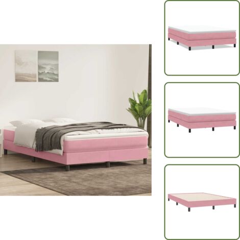 Cama rosa - vidaXL Cama box spring sin colchón rosa terciopelo 160x220 cm - Cama de terciopelo