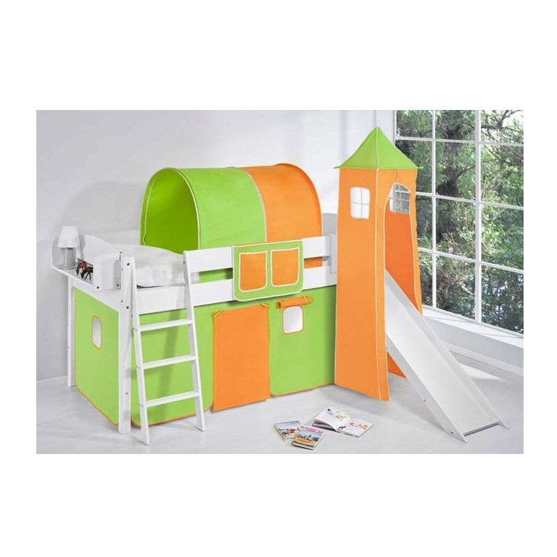 

CAMA SEMI ALTA EVOLUTIVA CON TOBOGÁN VENUS - verde-naranja