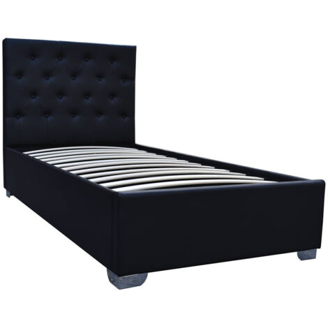 Cama simple con cofre "Tino" - 90 × 190 cm - Negro