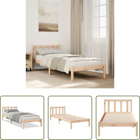 Cama sin colchón -  Cama extralarga sin colchón madera maciza de pino 100x220 cm