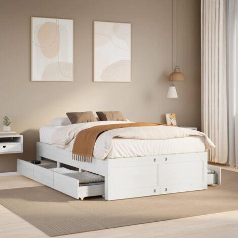 Cama sin colchón con cajones madera de pino blanco 120x190 cm vidaXL478941