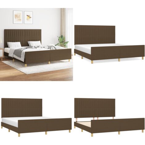 Cama sin colchón de tela marrón oscuro 160x200 cm - Cabecero de cama - Cama de tela