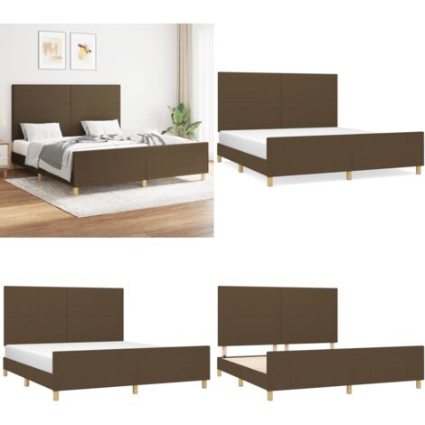 Cama sin colchón de tela marrón oscuro 160x200 cm - Cabecero de cama - Cama de tela