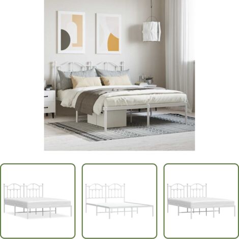 Cama sin colchón -  Estructura cama sin colchón con cabecero metal blanco 140x190cm