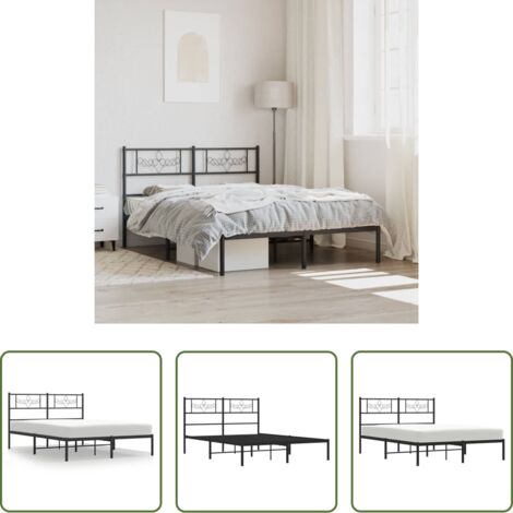 Cama sin colchón -  Estructura cama sin colchón con cabecero metal negro 160x200 cm