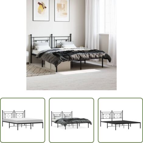 Cama sin colchón -  Estructura cama sin colchón con cabecero metal negro 160x200 cm