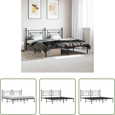 Cama sin colchón -  Estructura cama sin colchón con cabecero metal negro 183x213 cm