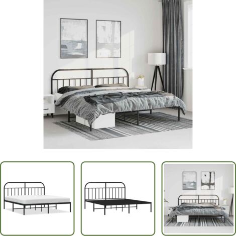 Cama sin colchón -  Estructura cama sin colchón con cabecero metal negro 183x213 cm