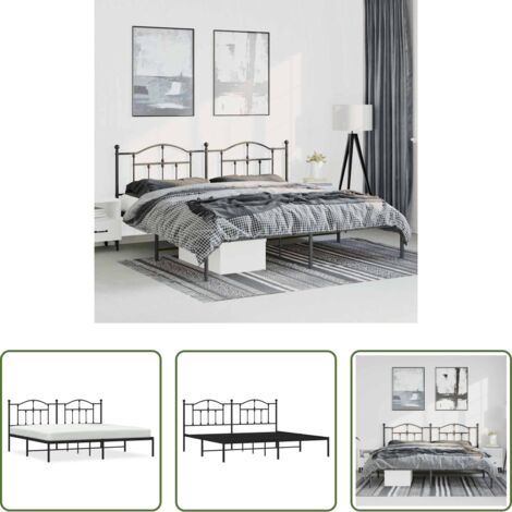 Cama sin colchón -  Estructura cama sin colchón con cabecero metal negro 193x203 cm