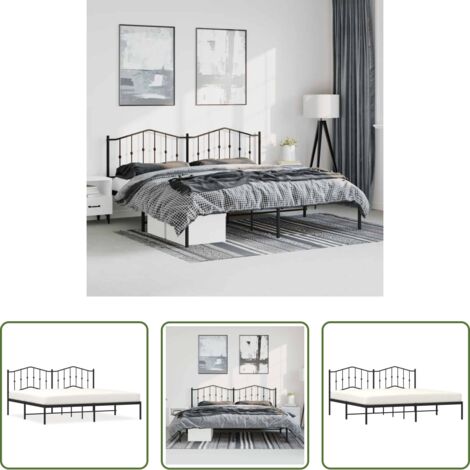 Cama sin colchón -  Estructura cama sin colchón con cabecero metal negro 193x203 cm