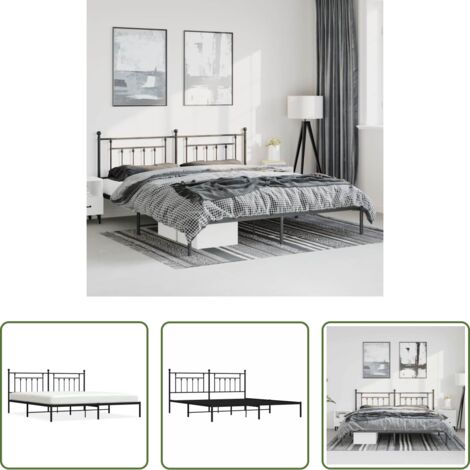 Cama sin colchón -  Estructura cama sin colchón con cabecero metal negro 193x203 cm