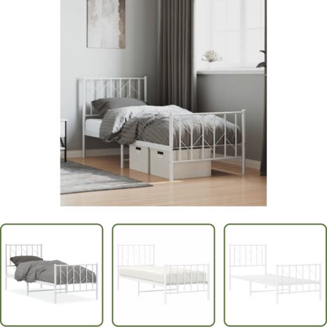 Cama sin colchón - Estructura cama sin colchón con estribo metal blanco 75x190 cm