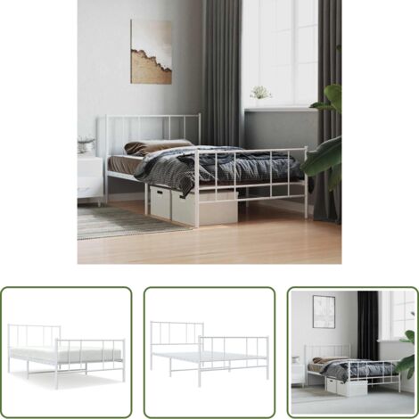 Cama sin colchón - Estructura cama sin colchón con estribo metal blanco 75x190 cm