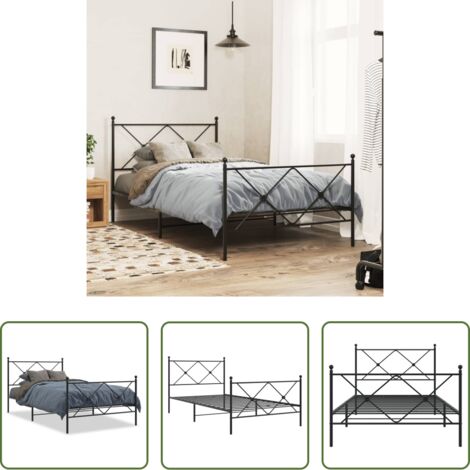 Cama sin colchón - Estructura cama sin colchón con estribo metal negro 100x190 cm