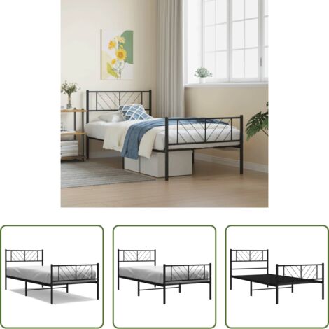 Cama sin colchón -  Estructura cama sin colchón con estribo metal negro 100x200 cm
