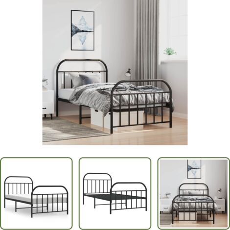Cama sin colchón -  Estructura cama sin colchón con estribo metal negro 100x200 cm