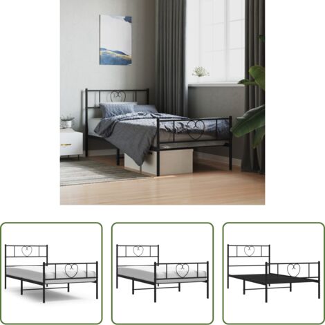 Cama sin colchón - Estructura cama sin colchón con estribo metal negro 75x190 cm