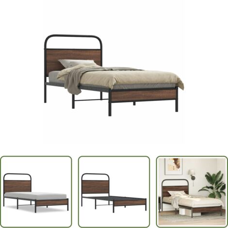 Cama sin colchón - Estructura de cama sin colchón 100x190 cm madera marrón roble