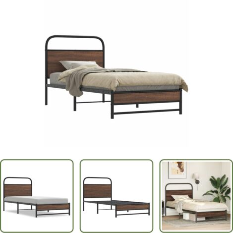 Cama sin colchón - Estructura de cama sin colchón 100x200 cm madera marrón roble