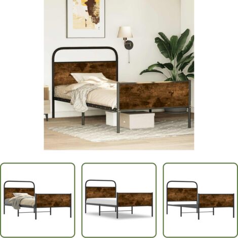 Cama sin colchón -  Estructura de cama sin colchón 100x200 cm madera roble Sonoma