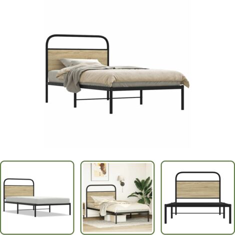 Cama sin colchón - Estructura de cama sin colchón 100x200 cm madera roble Sonoma